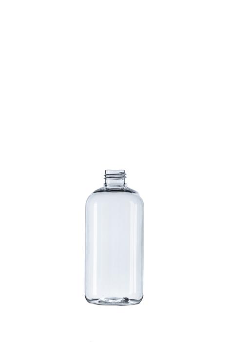 300ml Clear PET Boston Round Bottle, 24/410 Neck